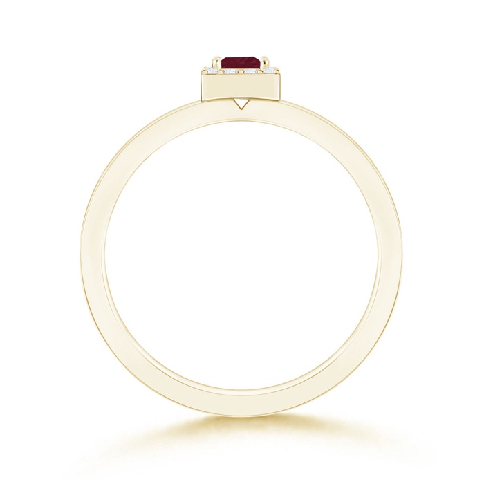 3mm A Square Ruby Halo Promise Ring with Diamonds in Yellow Gold product image