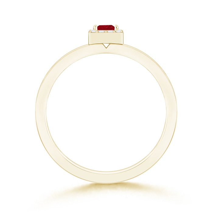 3mm AA Square Ruby Halo Promise Ring with Diamonds in Yellow Gold product image