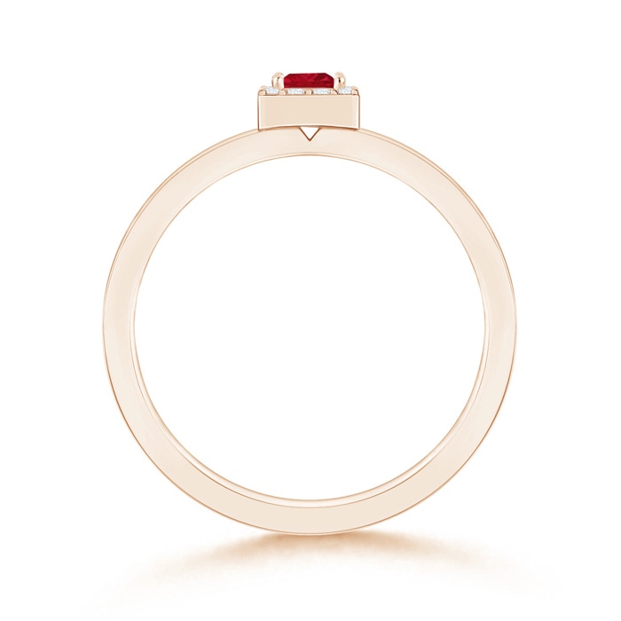 3mm AAA Square Ruby Halo Promise Ring with Diamonds in Rose Gold Product Image