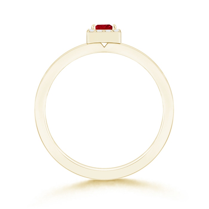 3mm AAAA Square Ruby Halo Promise Ring with Diamonds in 9K Yellow Gold product image