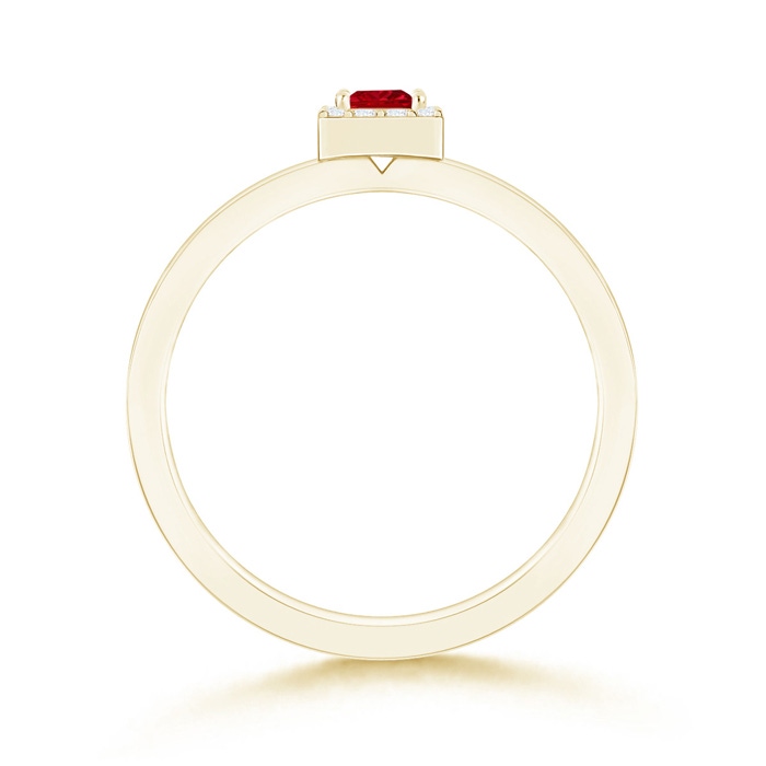 3mm AAAA Square Ruby Halo Promise Ring with Diamonds in Yellow Gold product image
