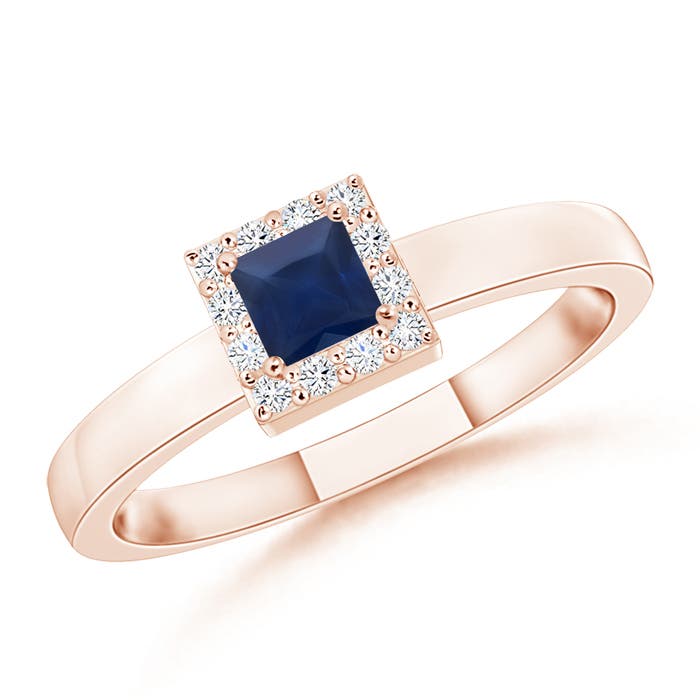 A - Blue Sapphire / 0.25 CT / 14 KT Rose Gold