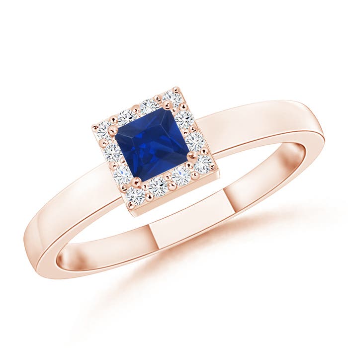 AAA - Blue Sapphire / 0.25 CT / 14 KT Rose Gold