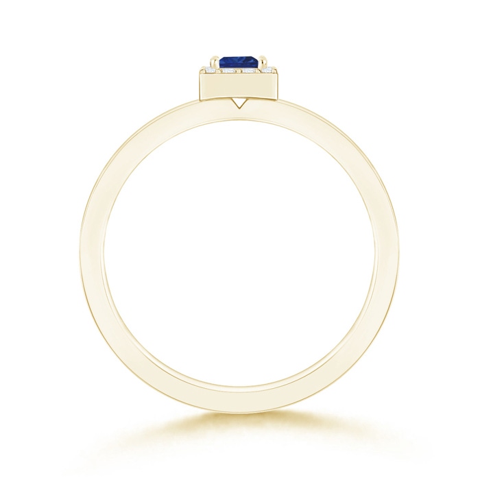 3mm AAA Square Sapphire Halo Promise Ring with Diamonds in Yellow Gold Product Image