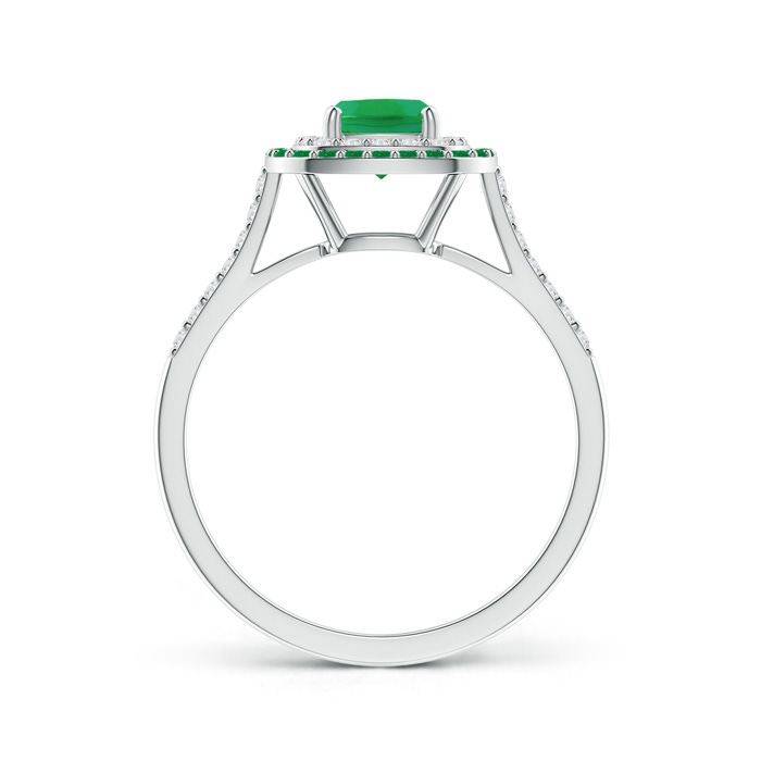5mm AA Emerald and Diamond Double Halo Ring in P950 Platinum product image