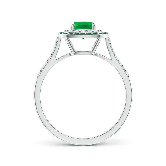 5mm AAA Emerald and Diamond Double Halo Ring in White Gold product image