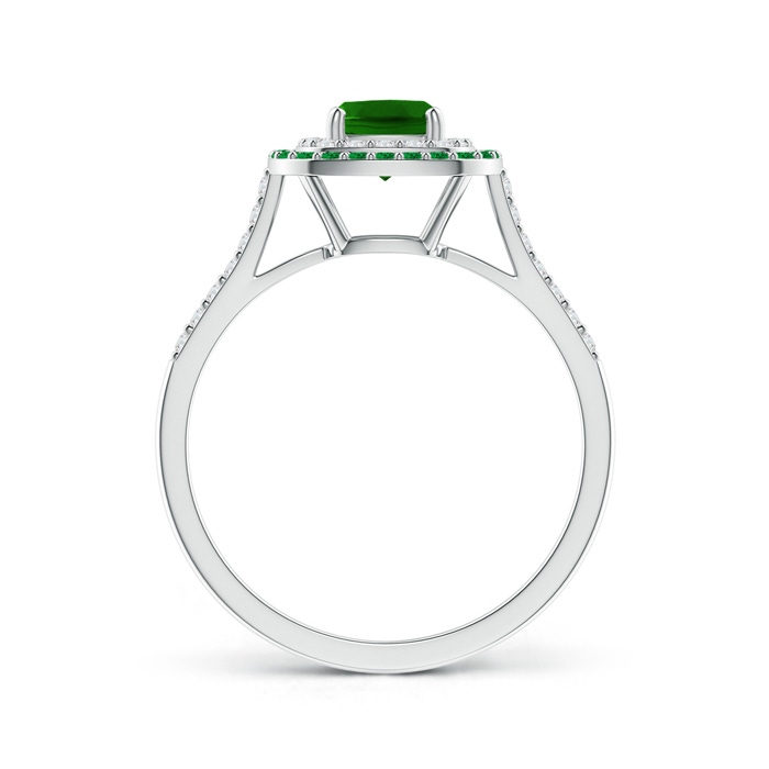 5mm AAAA Emerald and Diamond Double Halo Ring in White Gold product image