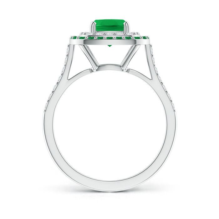 6mm AAA Emerald and Diamond Double Halo Ring in White Gold product image