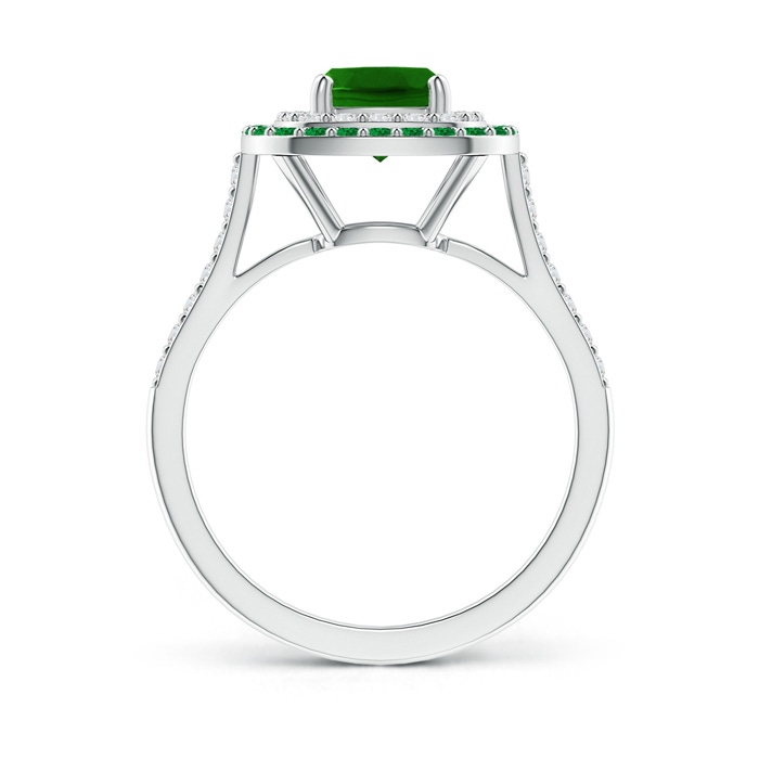 6mm AAAA Emerald and Diamond Double Halo Ring in P950 Platinum product image