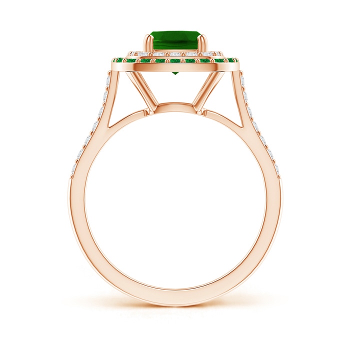 6mm AAAA Emerald and Diamond Double Halo Ring in Rose Gold product image