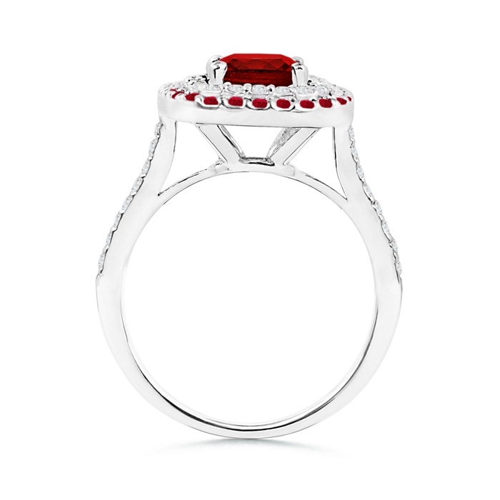 6mm AAA Ruby and Diamond Double Halo Ring in White Gold Product Image