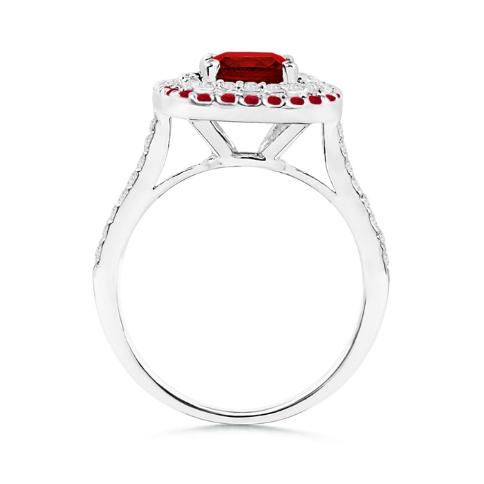 6mm AAA Ruby and Diamond Double Halo Ring in White Gold product image