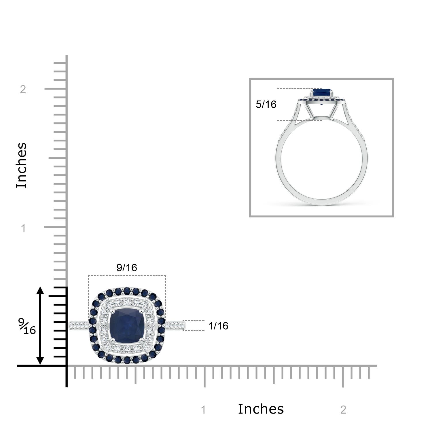 A - Blue Sapphire / 1.63 CT / 14 KT White Gold