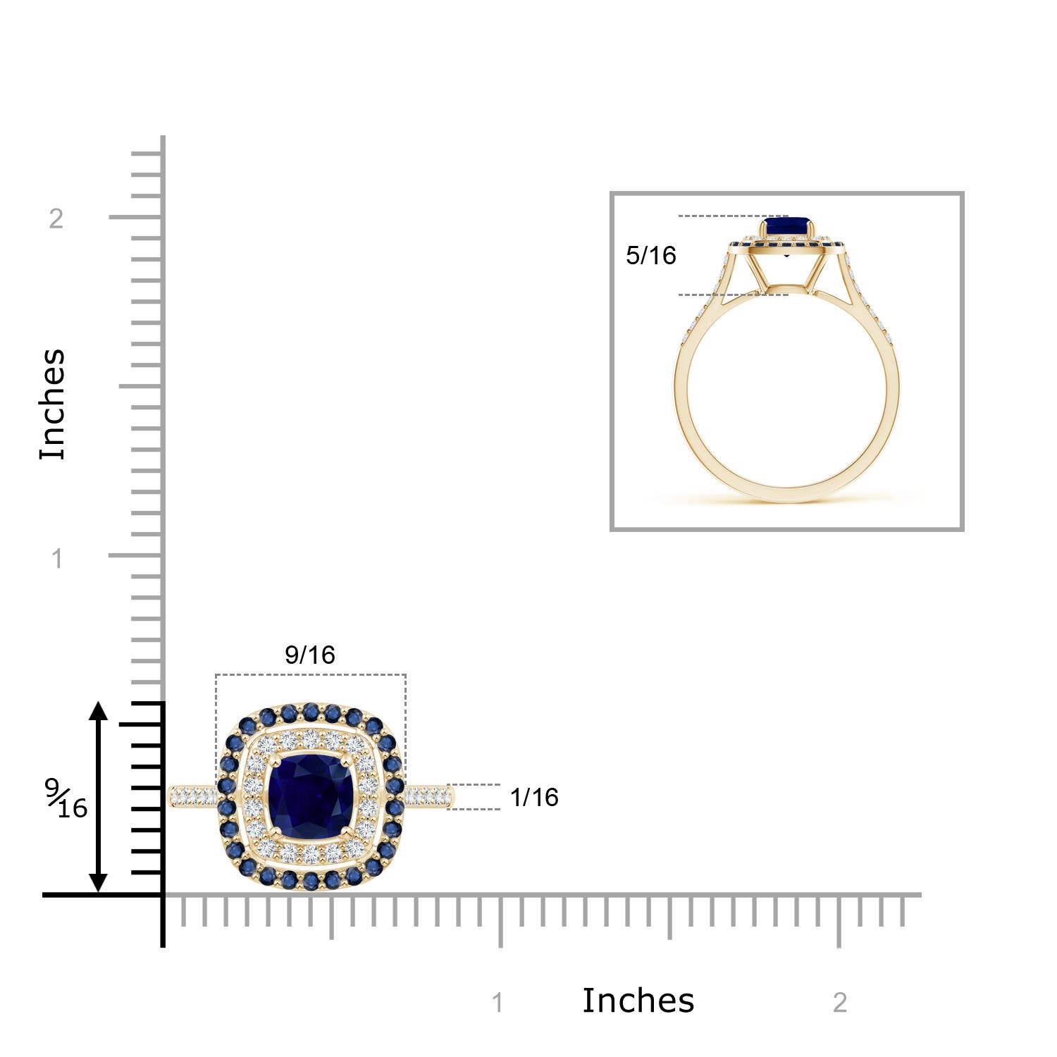 AA - Blue Sapphire / 1.63 CT / 14 KT Yellow Gold