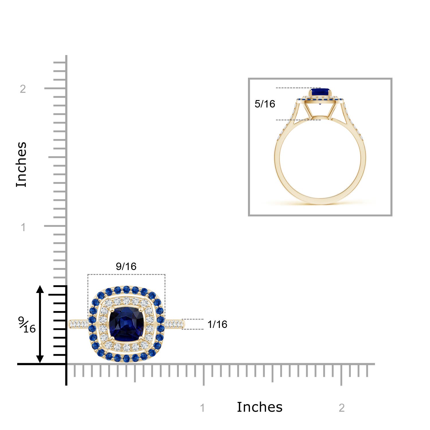 AAA - Blue Sapphire / 1.63 CT / 14 KT Yellow Gold