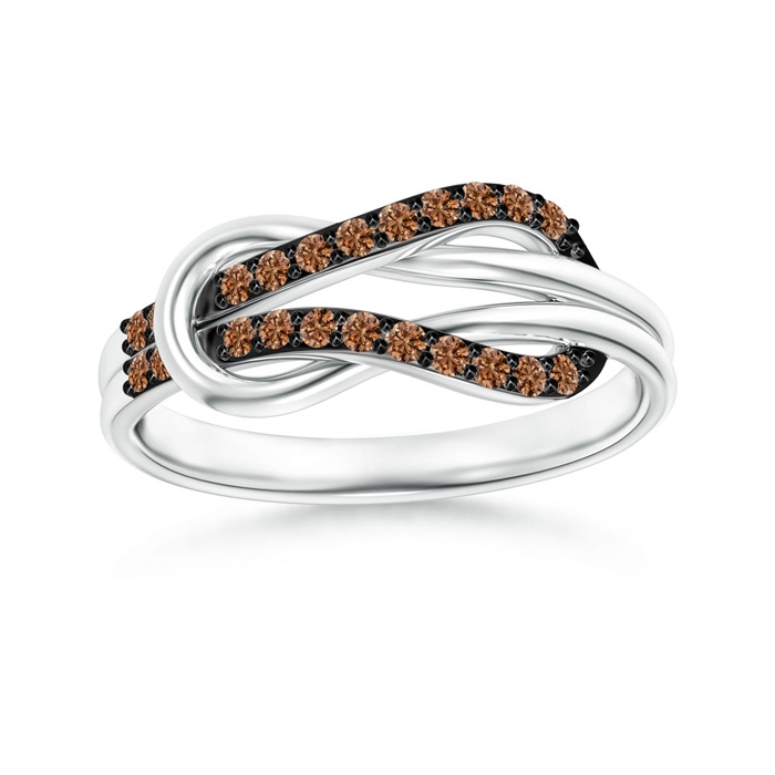 1.3mm AAAA Encrusted Coffee Diamond Infinity Love Knot Ring in P950 Platinum 