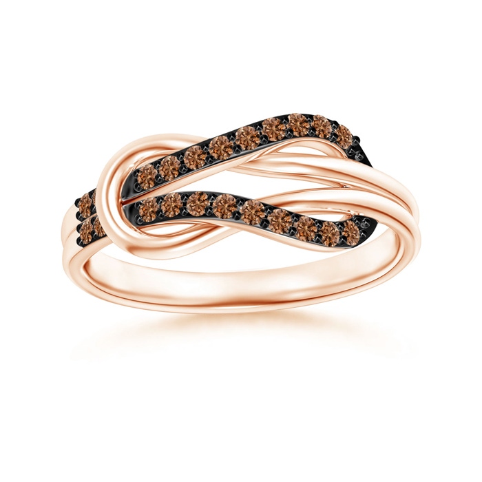 1.3mm AAAA Encrusted Coffee Diamond Infinity Love Knot Ring in Rose Gold