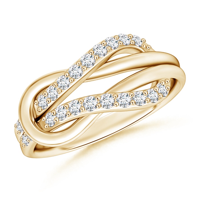 1.3mm GVS2 Encrusted Diamond Infinity Love Knot Ring in 9K Yellow Gold 