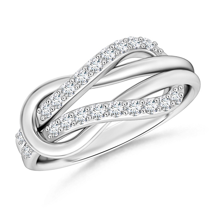 1.3mm GVS2 Encrusted Diamond Infinity Love Knot Ring in White Gold 