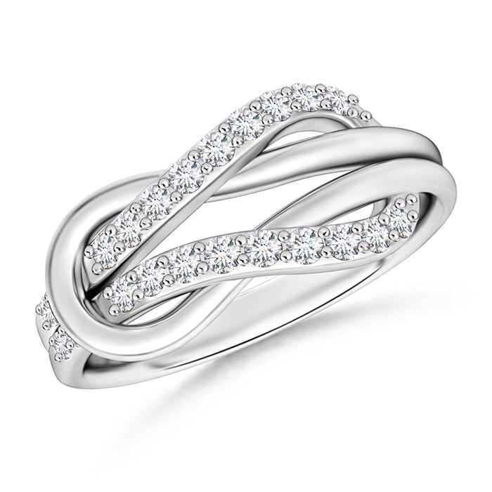 1.3mm GVS2 Encrusted Diamond Infinity Love Knot Ring in White Gold