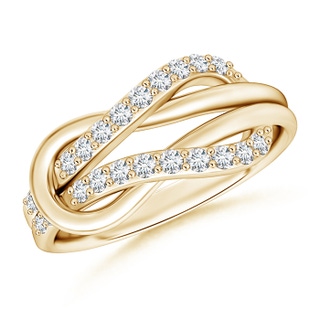 1.3mm GVS2 Encrusted Diamond Infinity Love Knot Ring in Yellow Gold