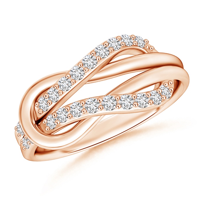 1.3mm HSI2 Encrusted Diamond Infinity Love Knot Ring in Rose Gold 