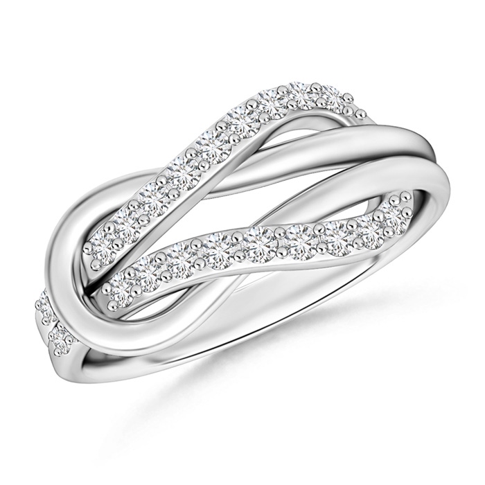 1.3mm HSI2 Encrusted Diamond Infinity Love Knot Ring in White Gold 