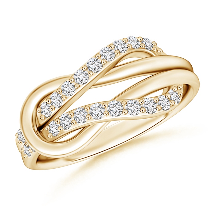 1.3mm HSI2 Encrusted Diamond Infinity Love Knot Ring in Yellow Gold 