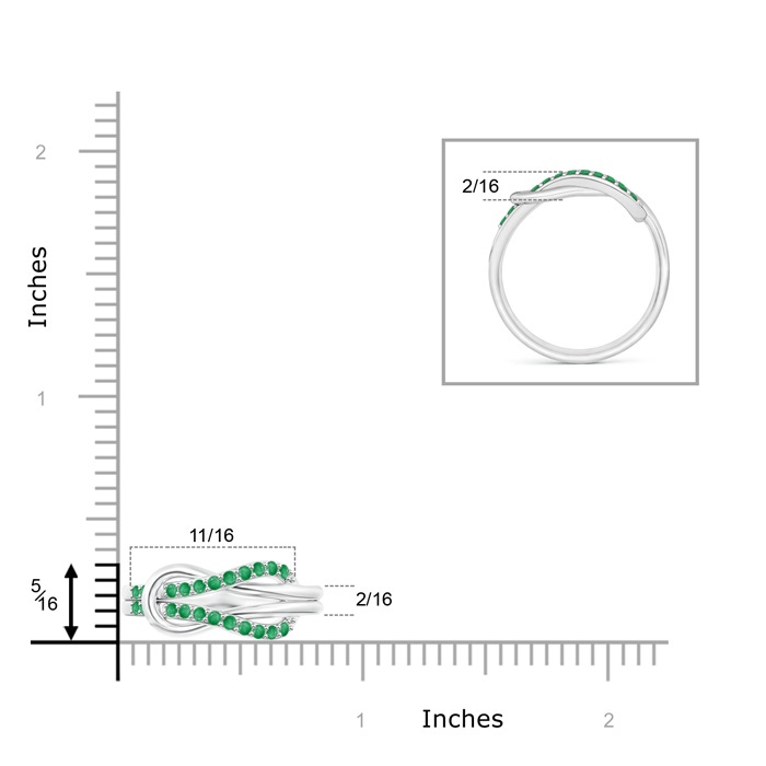 1.3mm A Encrusted Emerald Infinity Love Knot Ring in P950 Platinum ruler