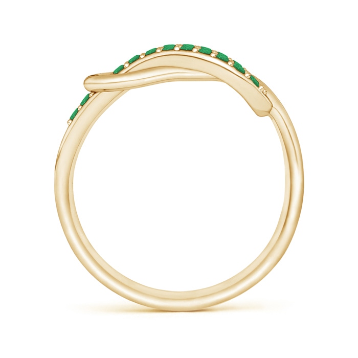 1.3mm A Encrusted Emerald Infinity Love Knot Ring in Yellow Gold side-1
