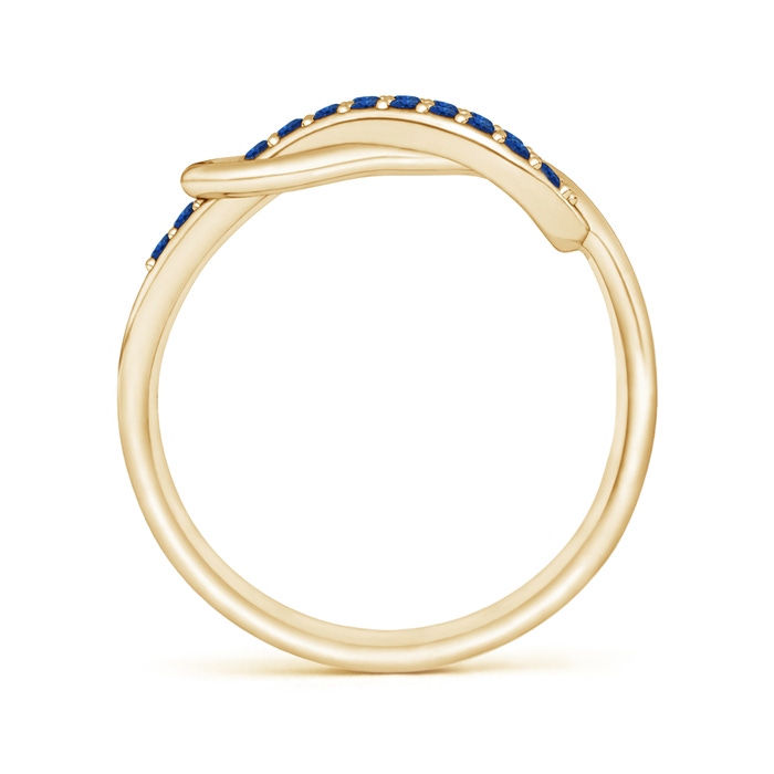 1.3mm AAA Encrusted Blue Sapphire Infinity Love Knot Ring in Yellow Gold side-1