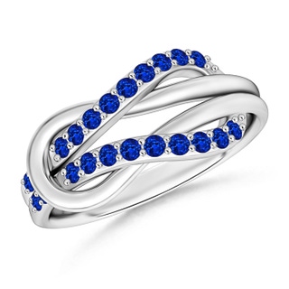 1.3mm AAAA Encrusted Blue Sapphire Infinity Love Knot Ring in P950 Platinum