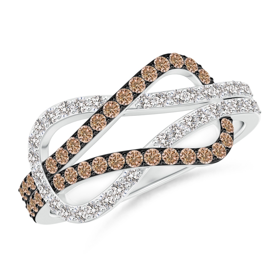 1.3mm AA Encrusted Brown and White Diamond Infinity Knot Ring in P950 Platinum 