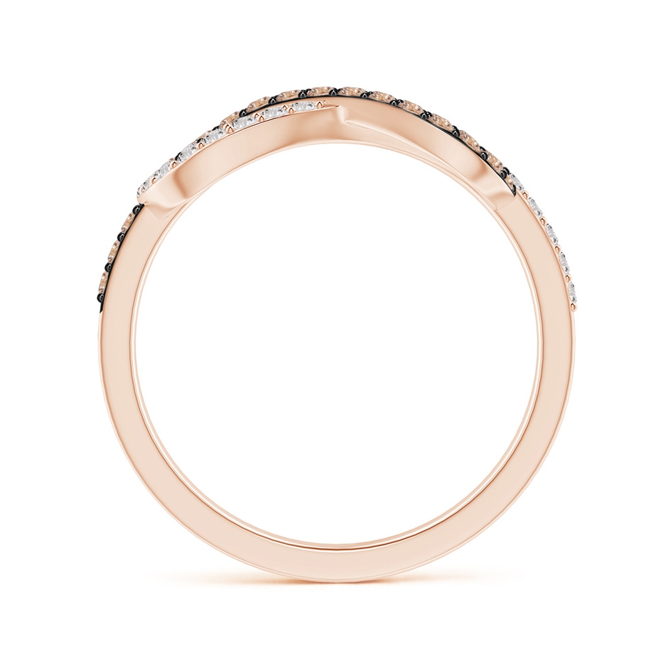 1.3mm AA Encrusted Brown and White Diamond Infinity Knot Ring in Rose Gold side-1