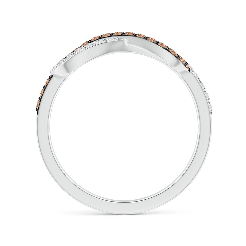 1.3mm AAA Encrusted Brown and White Diamond Infinity Knot Ring in White Gold - side_1