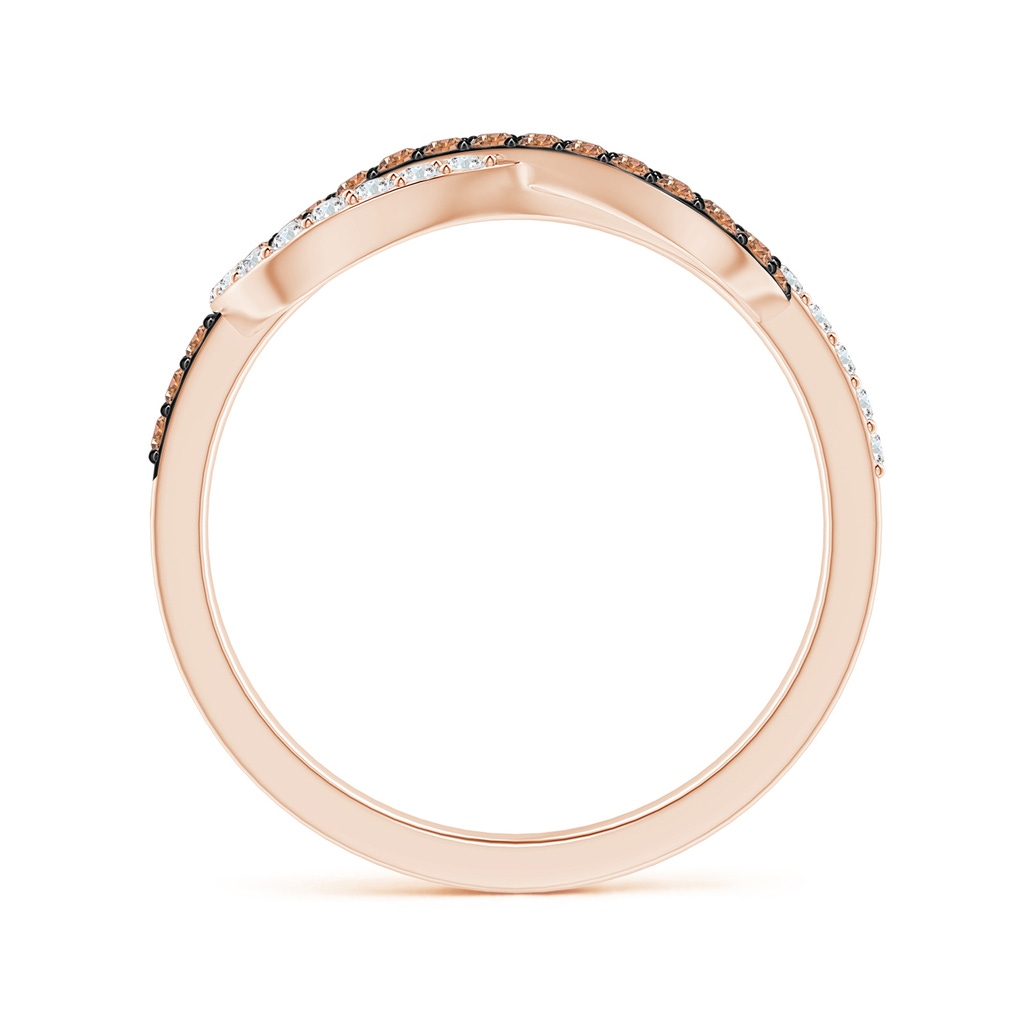 1.3mm AAAA Encrusted Brown and White Diamond Infinity Knot Ring in Rose Gold - side_1