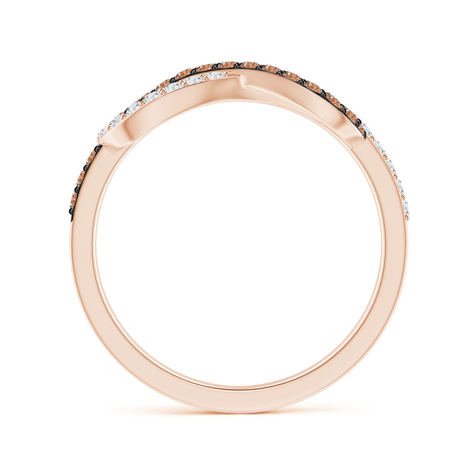 1.3mm AAAA Encrusted Brown and White Diamond Infinity Knot Ring in Rose Gold side-1