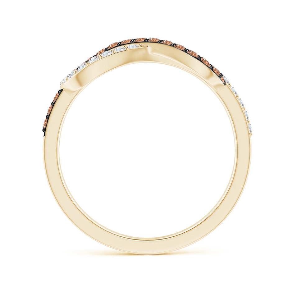 1.3mm AAAA Encrusted Brown and White Diamond Infinity Knot Ring in Yellow Gold side-1