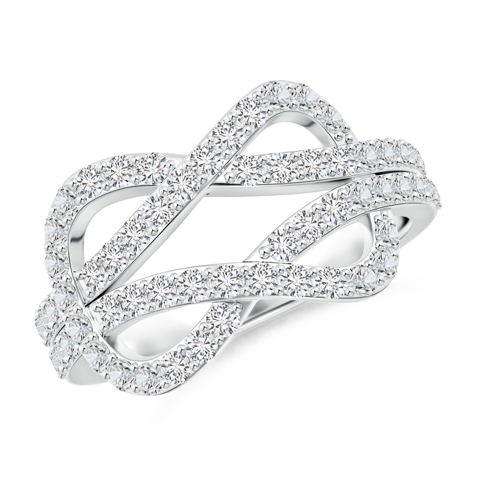 1.6mm HSI2 Encrusted Diamond Infinity Knot Ring in White Gold 