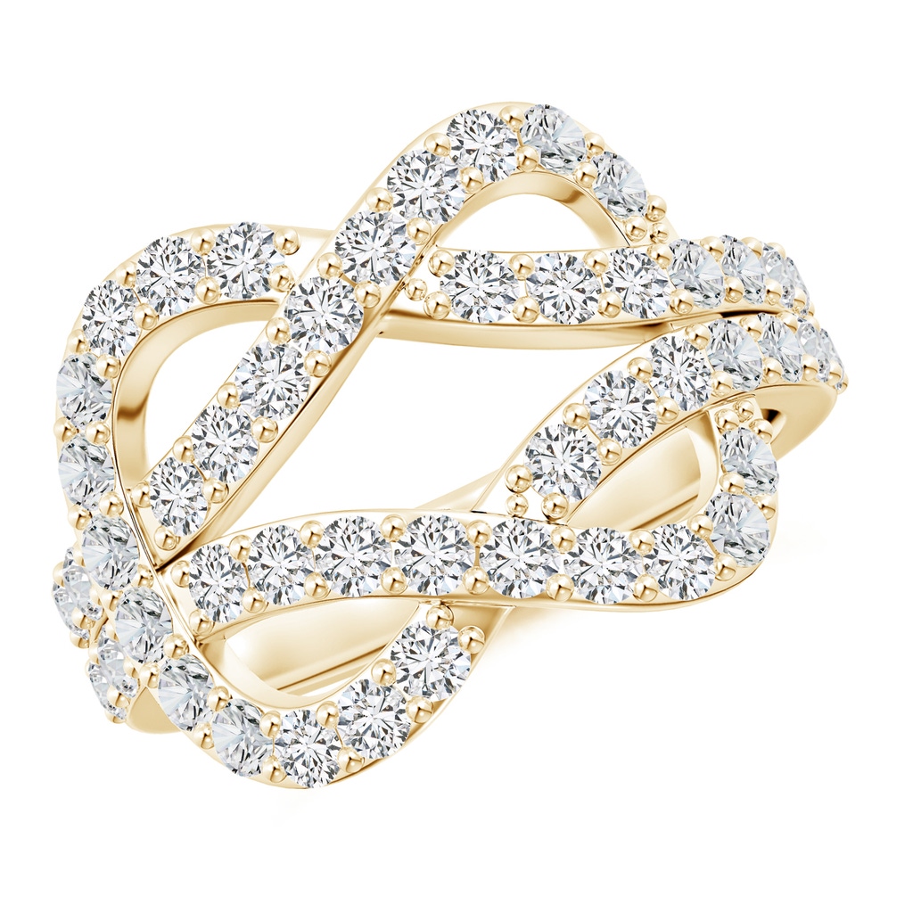 2mm HSI2 Encrusted Diamond Infinity Knot Ring in Yellow Gold