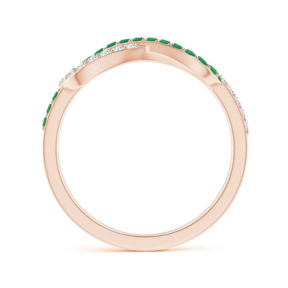 1.3mm A Encrusted Emerald and Diamond Infinity Knot Ring in Rose Gold side-1