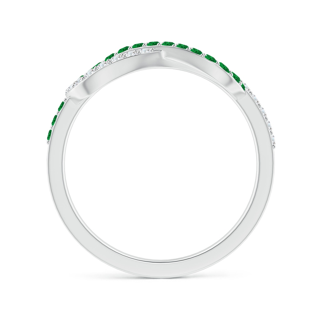 1.3mm AAAA Encrusted Emerald and Diamond Infinity Knot Ring in P950 Platinum - side_1