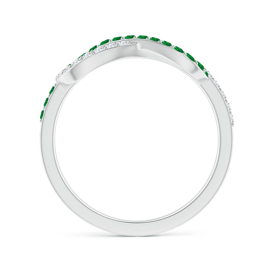 1.3mm AAAA Encrusted Emerald and Diamond Infinity Knot Ring in White Gold side-1