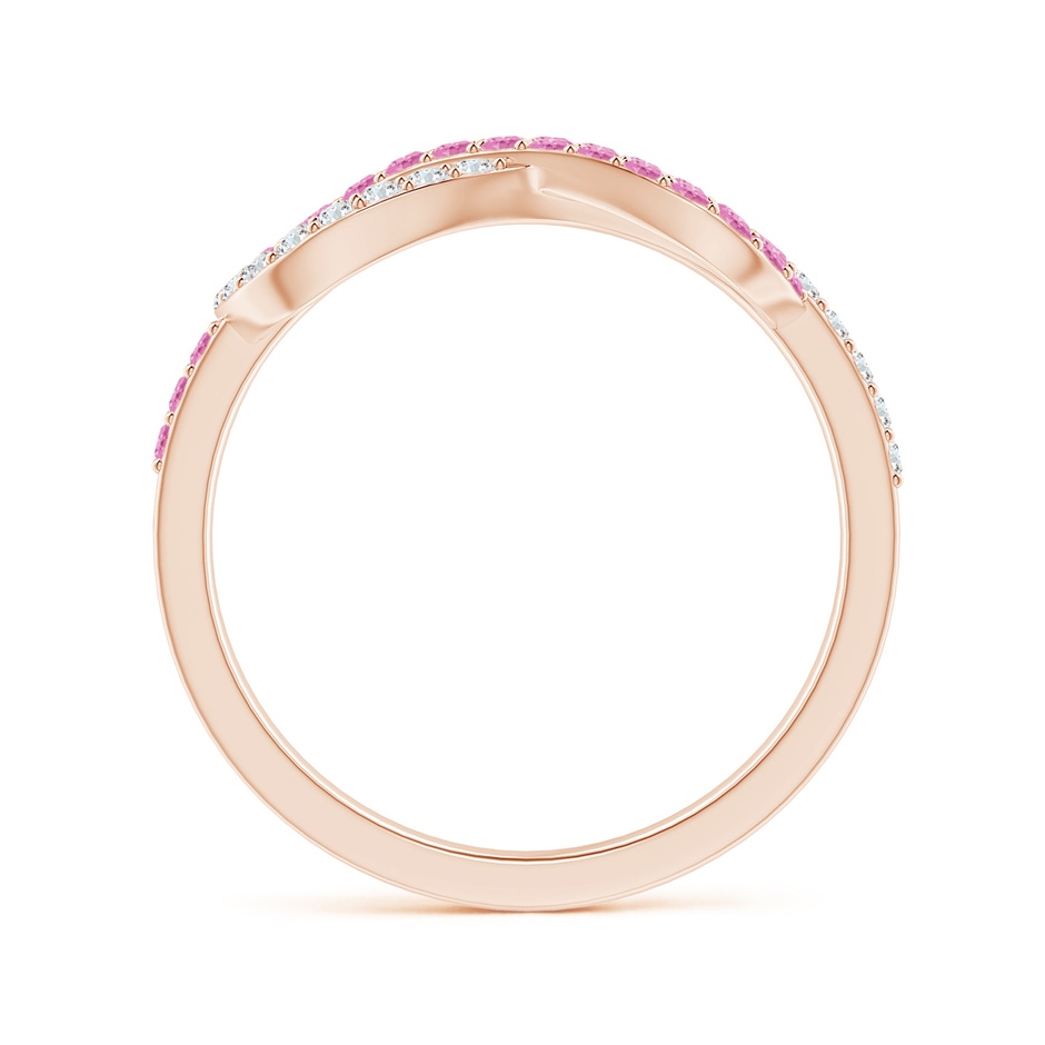 1.3mm A Encrusted Pink Sapphire and Diamond Infinity Knot Ring in Rose Gold side-1