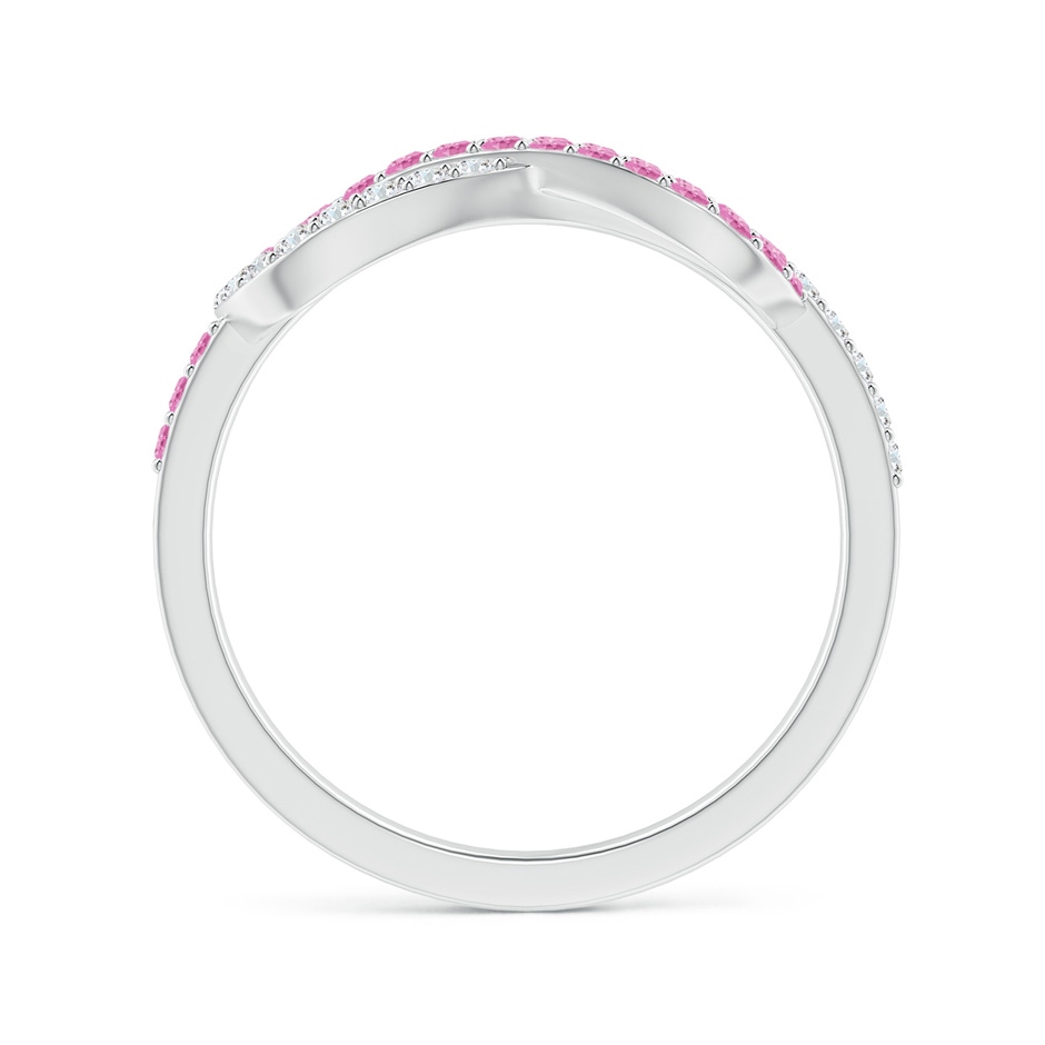 1.3mm A Encrusted Pink Sapphire and Diamond Infinity Knot Ring in White Gold side-1