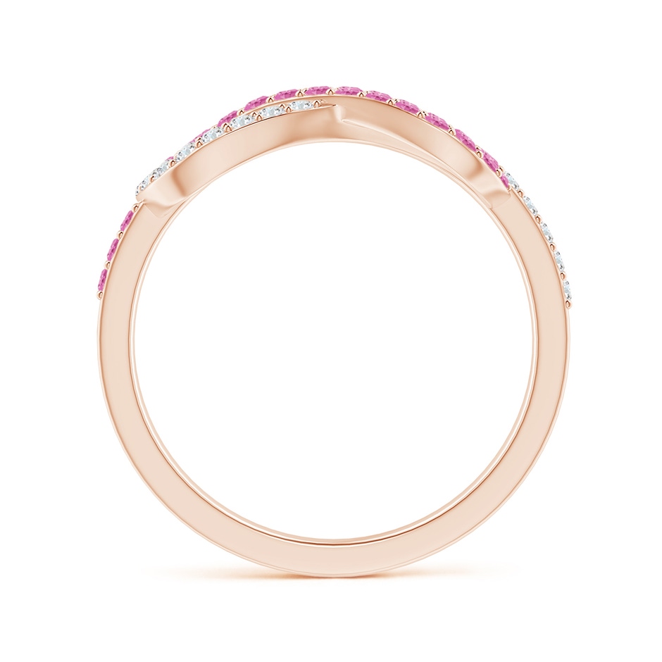 1.3mm AA Encrusted Pink Sapphire and Diamond Infinity Knot Ring in Rose Gold side-1
