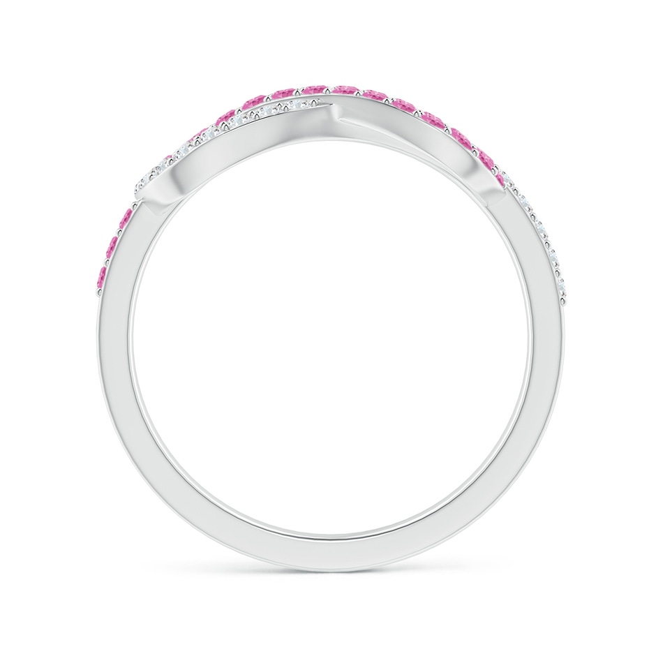1.3mm AA Encrusted Pink Sapphire and Diamond Infinity Knot Ring in White Gold side-1