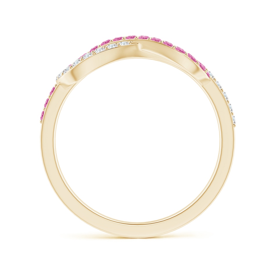 1.3mm AA Encrusted Pink Sapphire and Diamond Infinity Knot Ring in Yellow Gold side-1