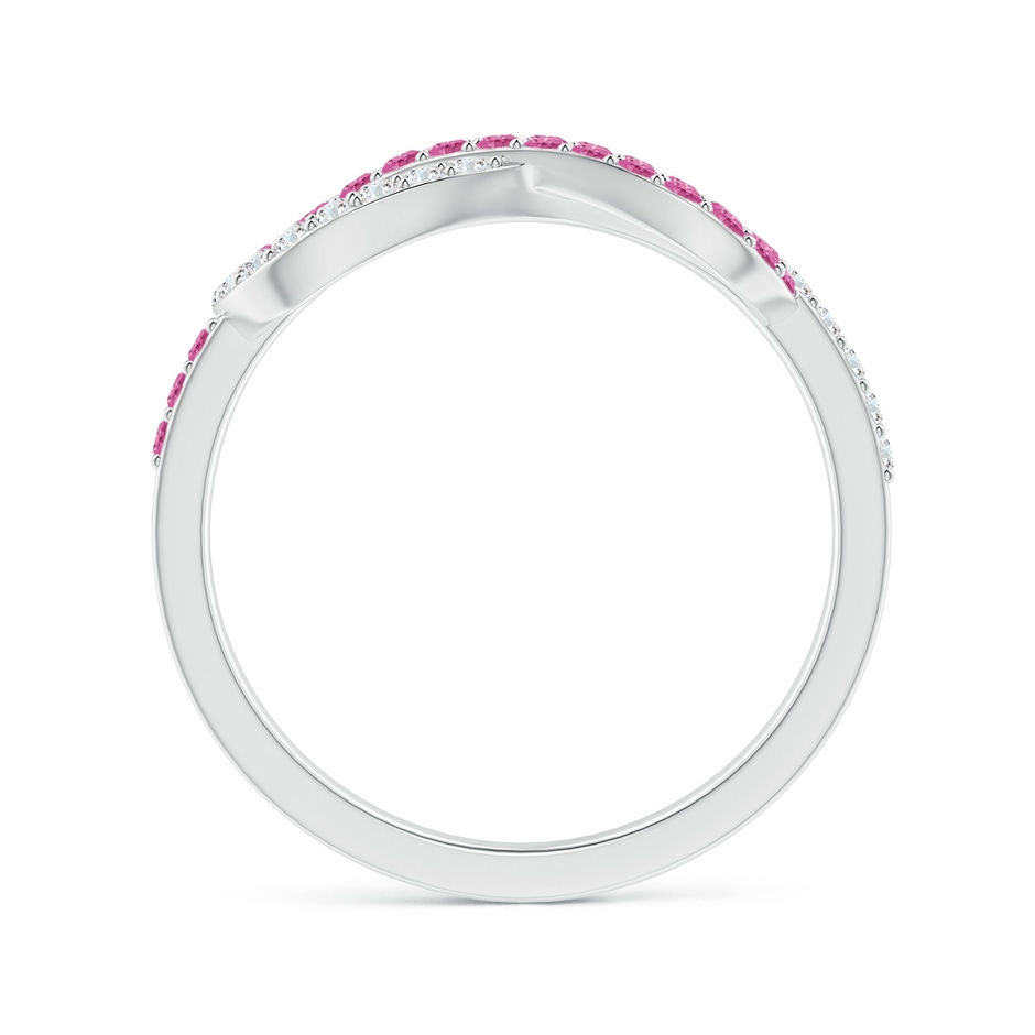 1.3mm AAA Encrusted Pink Sapphire and Diamond Infinity Knot Ring in White Gold side-1