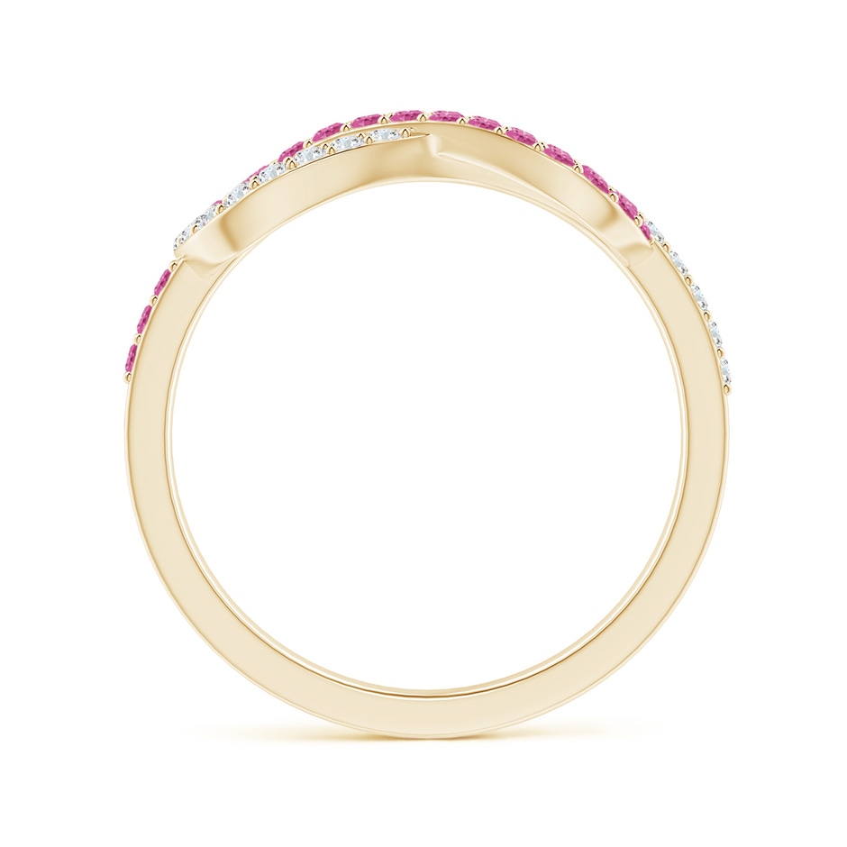 1.3mm AAA Encrusted Pink Sapphire and Diamond Infinity Knot Ring in Yellow Gold side-1